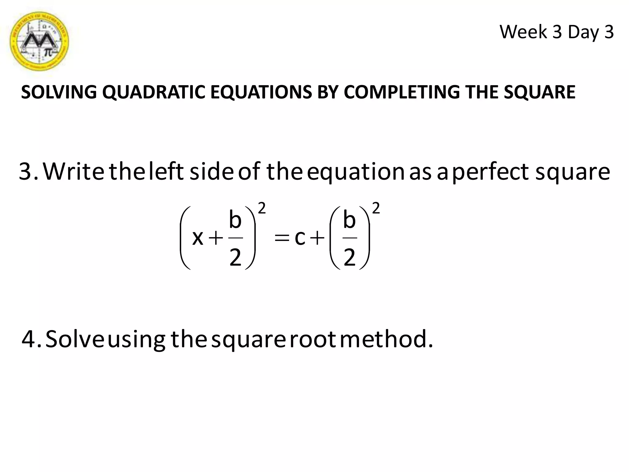 solution by completing the square
