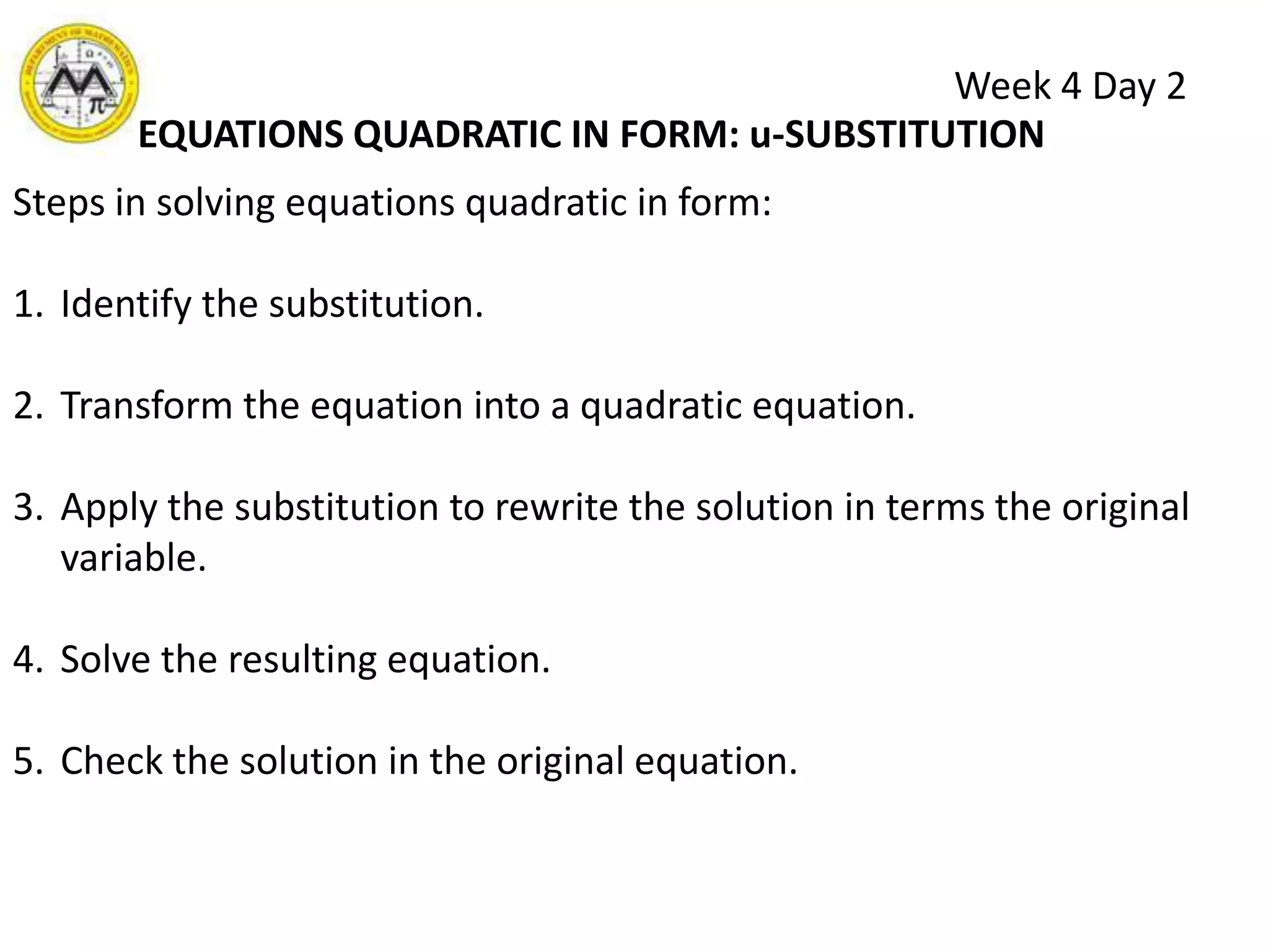 Week 4 Day 1SUM OF ROOTSSum of roots = r +  s