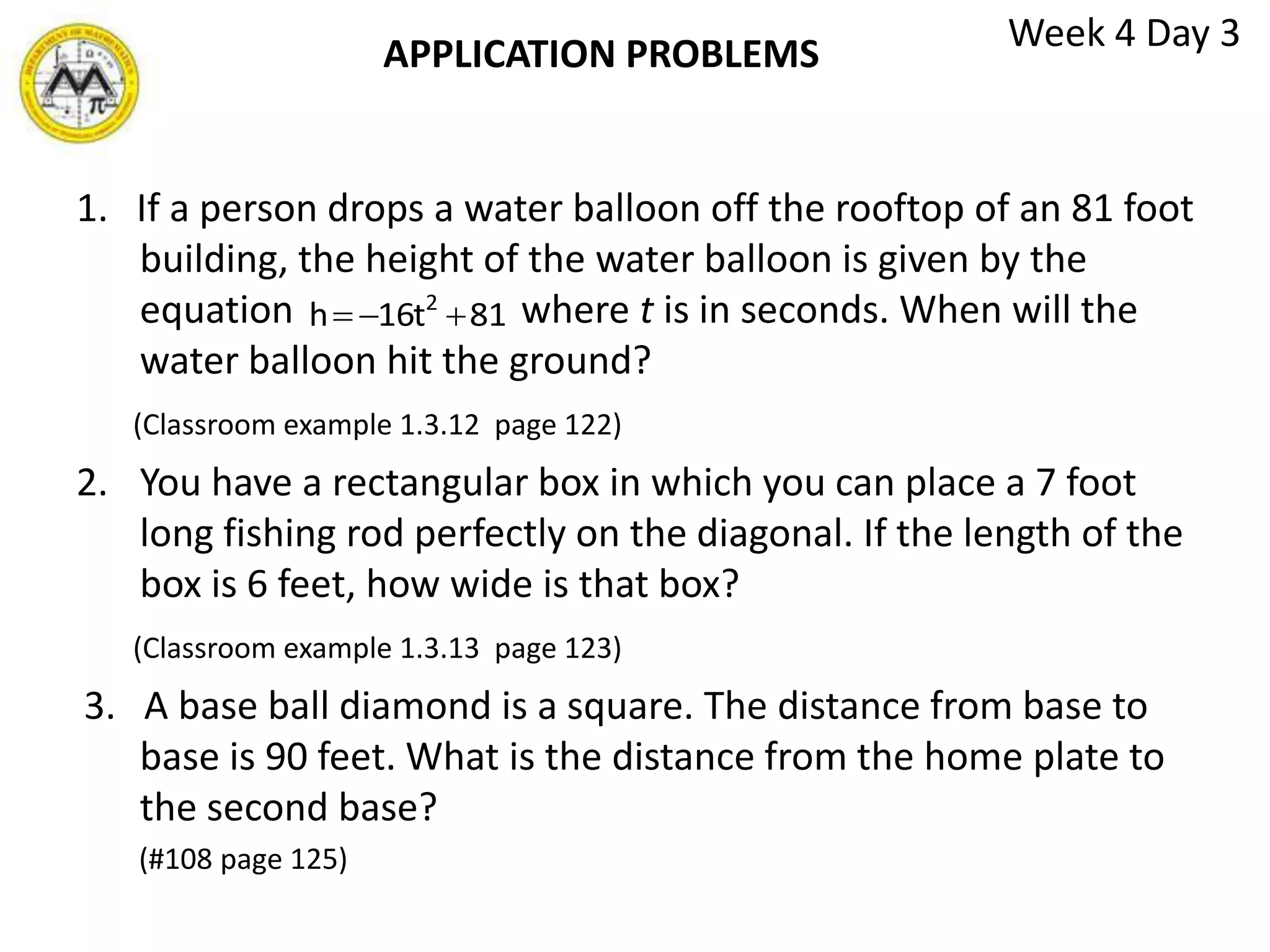 EXAMPLEWeek 4 Day 1Solve the following equations.