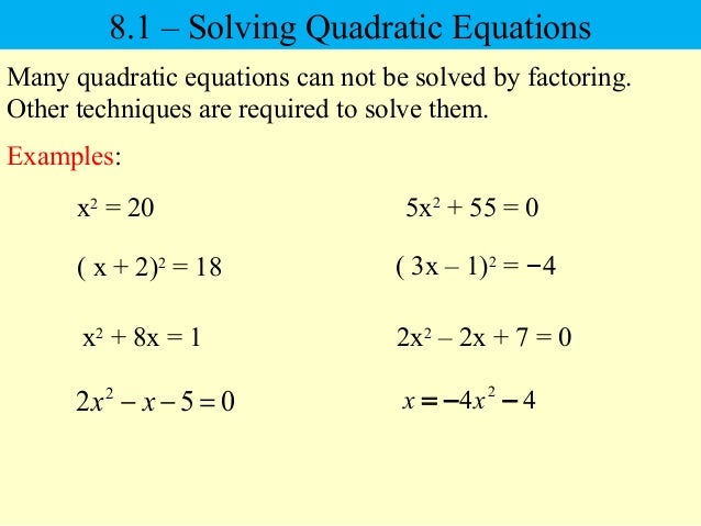 Quadratic Equations Ppt Quadratic Equations Ppt
