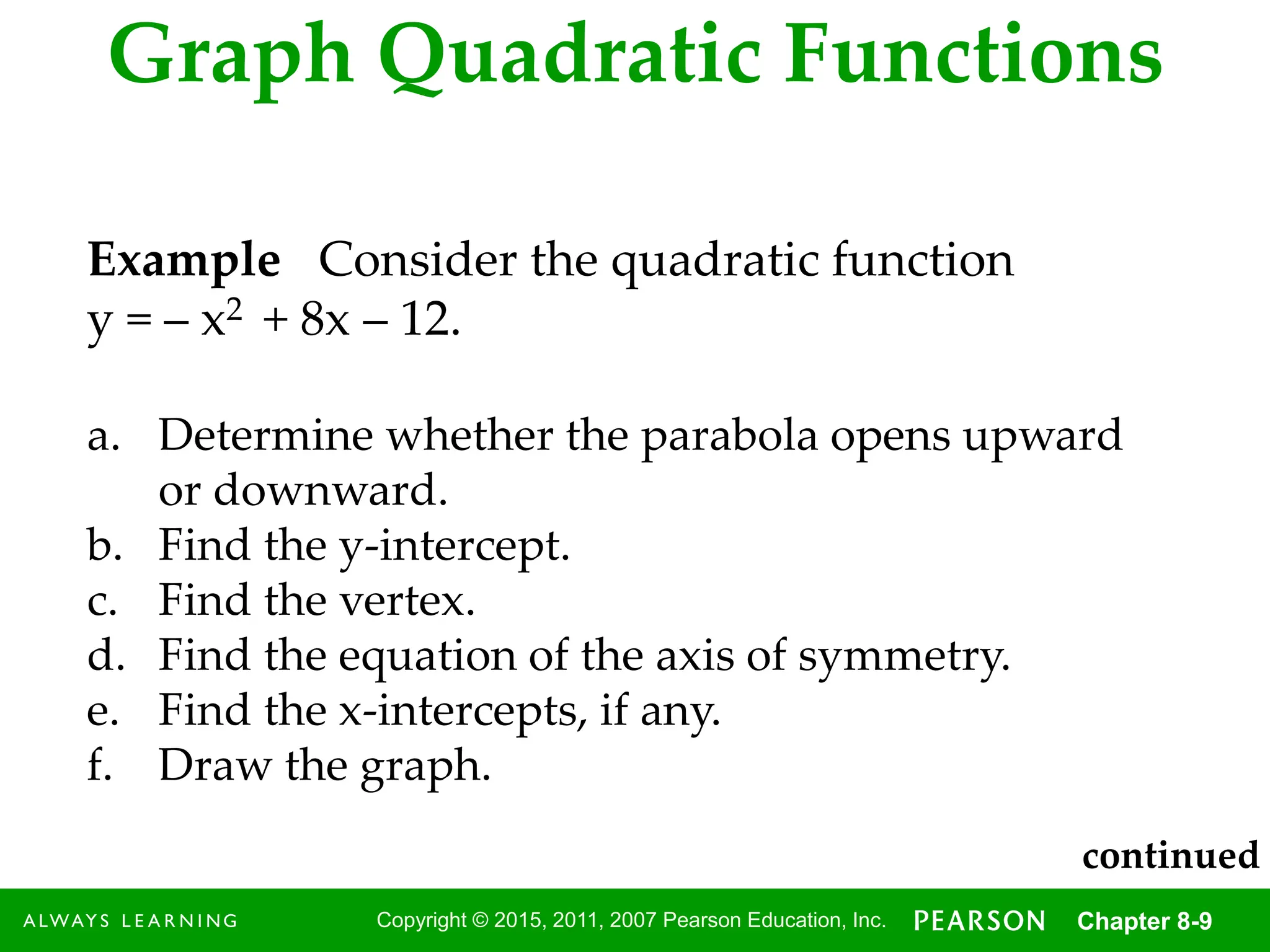 Introduction of Quadratic Functions and its graph | PPT