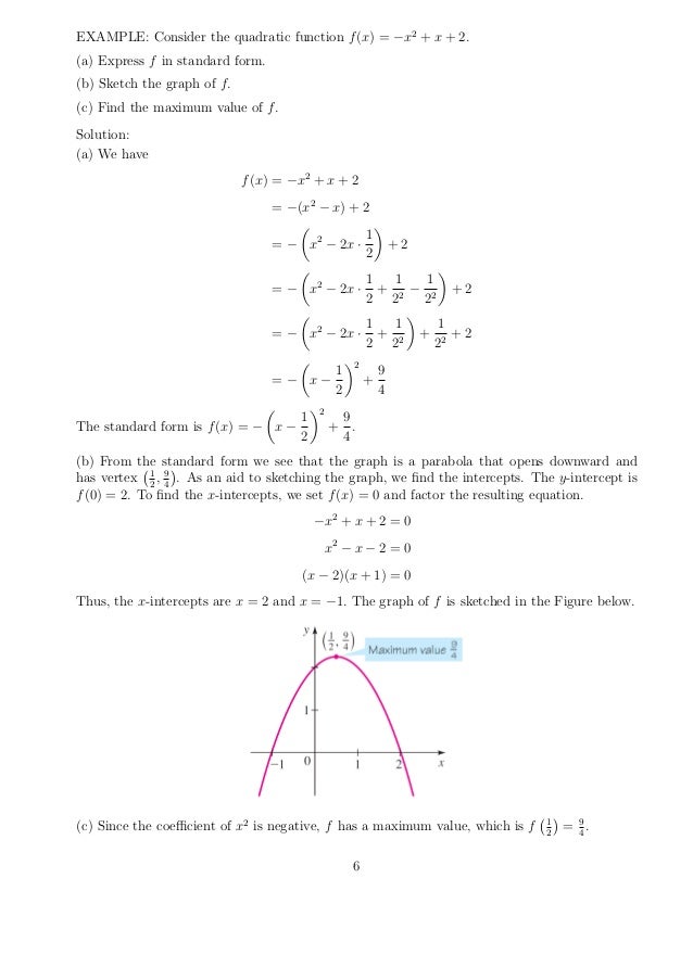 quadratic functions and models express f in standard form