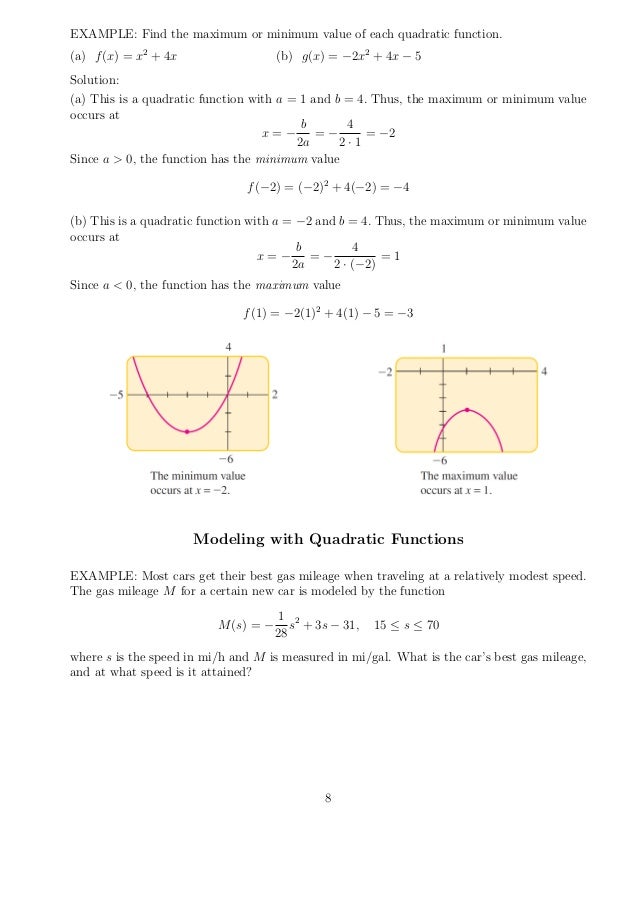 Quadratic Functions And Models