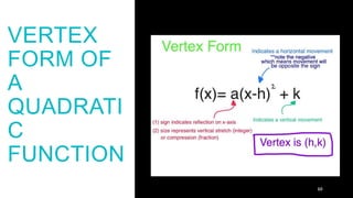 SAMPLE FOOTER TEXT
VERTEX
FORM OF
A
QUADRATI
C
FUNCTION
10
 