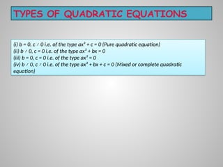 Quadratic equations for class 10 cbse ncert | PPTX