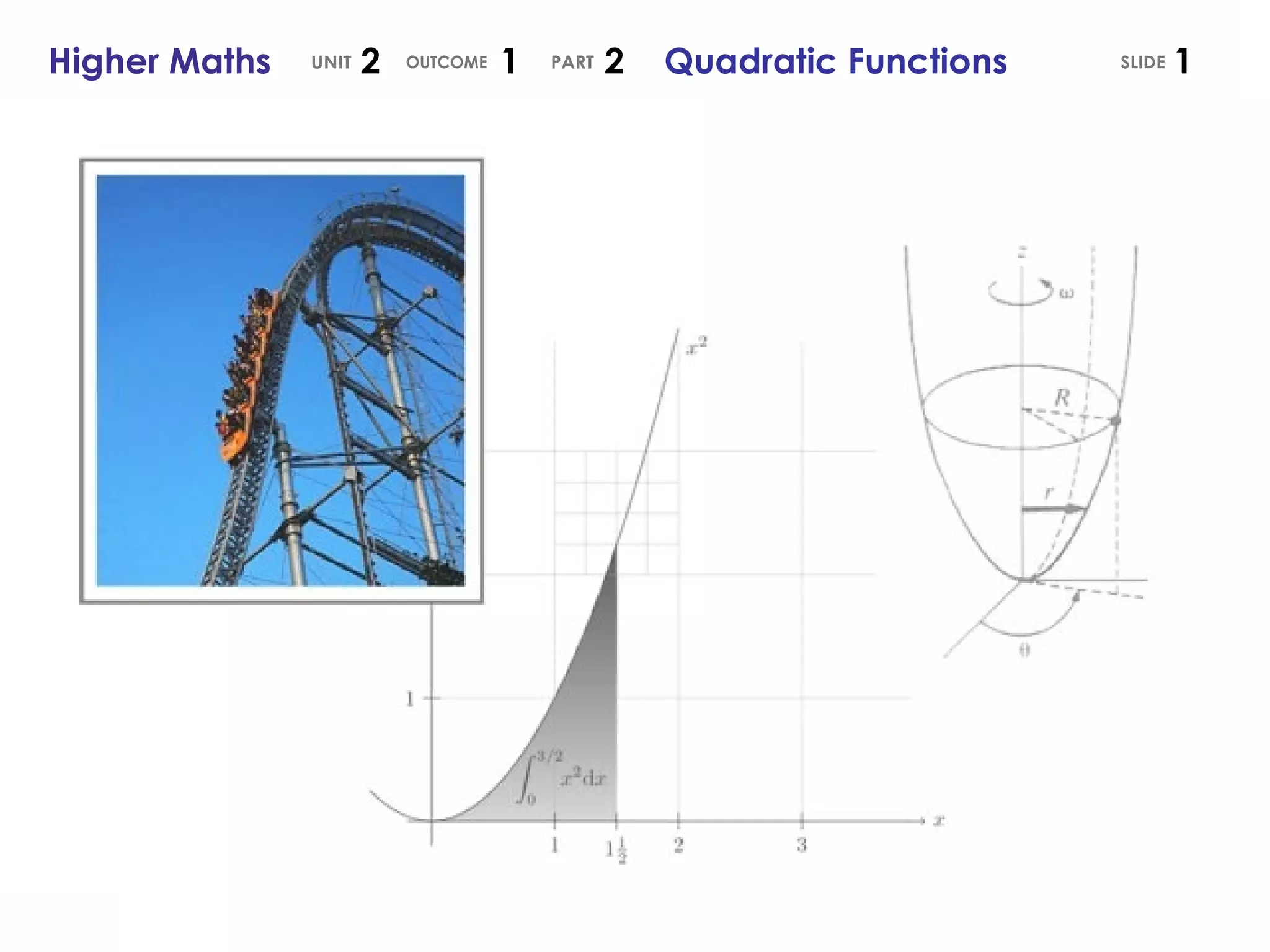 SLIDE Higher Maths  2  1  2  Quadratic Functions UNIT OUTCOME PART 