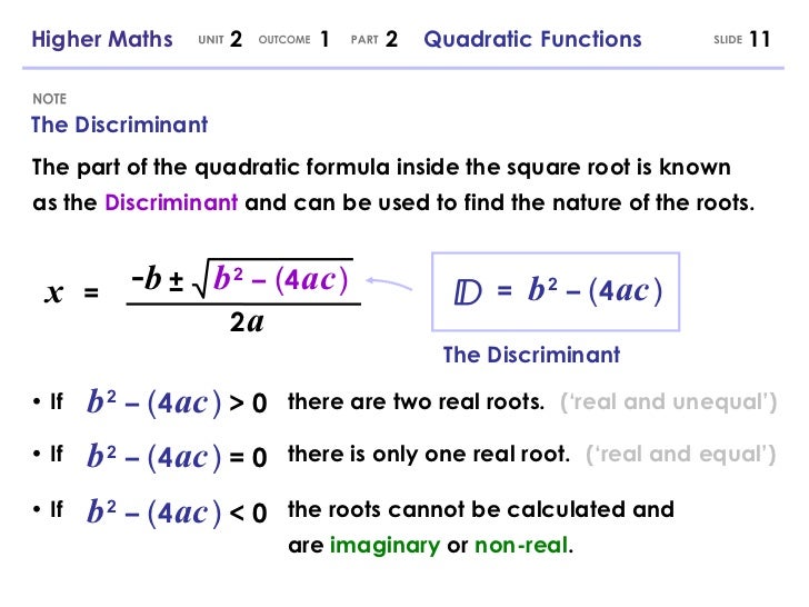 Higher Maths 2.1.2 - Quadratic Functions