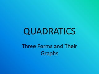 QUADRATICS
Three Forms and Their
       Graphs
 