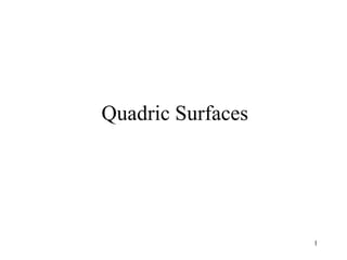 1
Quadric Surfaces
 