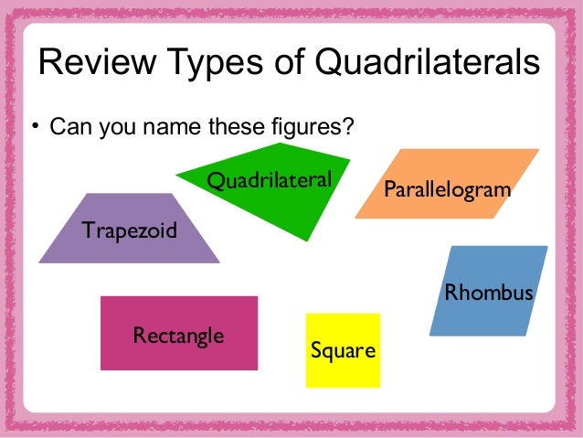 2 review types of quadrilaterals