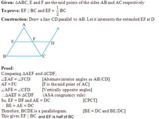 and EF is half of BC
 