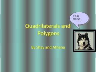Quadrilaterals and  Polygons By Shay and Athena I’m so lonely! 