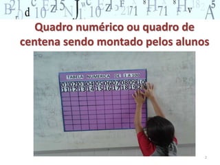 Quadro numérico ou quadro de 
centena sendo montado pelos alunos 
2 
 