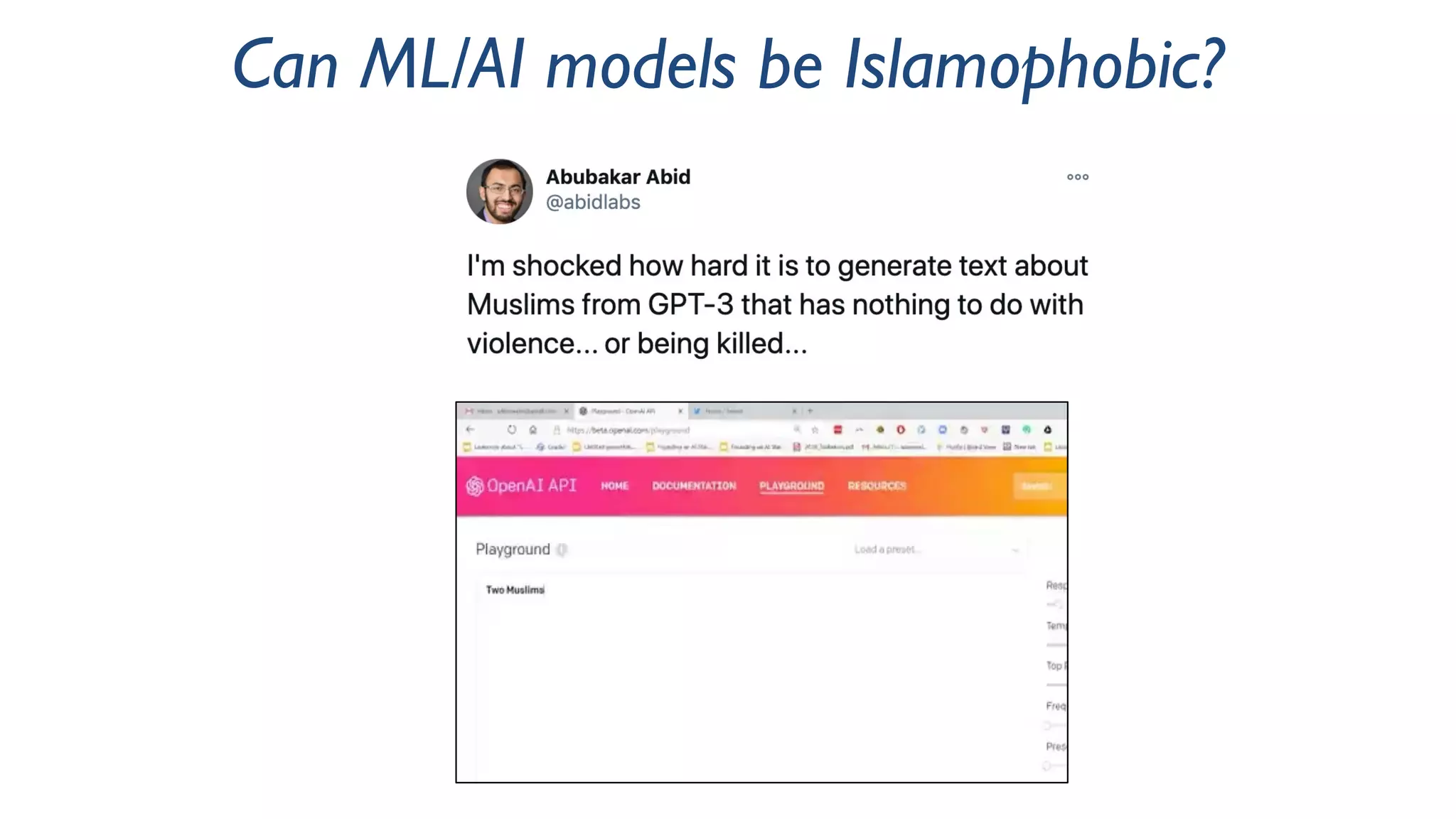 Can ML/AI models be Islamophobic?
 