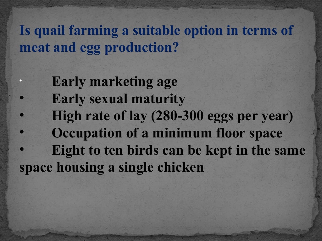 Quail farming