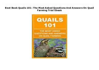 Best Book Quails 101: The Most Asked Questions And Answers On Quail
Farming Trial Ebook
Download Here https://nn.readpdfonline.xyz/?book=1511689064 This book contains some of the most vital elements in quail farming. It is a summary (in questions and answers format) of the three books that I have written on the subject of Quail farming. Some of the invaluable topics covered include: Quail Sexing Quail Eggs Incubation Raising Quail Chicks Housing/Cages Feeding Quail Diseases Stress (Causes and Management) Vices (Causes and Management) And other general questions and answers Read Online PDF Quails 101: The Most Asked Questions And Answers On Quail Farming, Download PDF Quails 101: The Most Asked Questions And Answers On Quail Farming, Download Full PDF Quails 101: The Most Asked Questions And Answers On Quail Farming, Download PDF and EPUB Quails 101: The Most Asked Questions And Answers On Quail Farming, Download PDF ePub Mobi Quails 101: The Most Asked Questions And Answers On Quail Farming, Downloading PDF Quails 101: The Most Asked Questions And Answers On Quail Farming, Download Book PDF Quails 101: The Most Asked Questions And Answers On Quail Farming, Download online Quails 101: The Most Asked Questions And Answers On Quail Farming, Read Quails 101: The Most Asked Questions And Answers On Quail Farming Francis Okumu pdf, Read Francis Okumu epub Quails 101: The Most Asked Questions And Answers On Quail Farming, Read pdf Francis Okumu Quails 101: The Most Asked Questions And Answers On Quail Farming, Download Francis Okumu ebook Quails 101: The Most Asked Questions And Answers On Quail Farming, Read pdf Quails 101: The Most Asked Questions And Answers On Quail Farming, Quails 101: The Most Asked Questions And Answers On Quail Farming Online Download Best Book Online Quails 101: The Most Asked Questions And Answers On Quail Farming, Read Online Quails 101: The Most Asked Questions And Answers On Quail Farming Book, Read Online Quails 101: The Most Asked
Questions And Answers On Quail Farming E-Books, Read Quails 101: The Most Asked Questions And Answers On Quail Farming Online, Read Best Book Quails 101: The Most Asked Questions And Answers On Quail Farming Online, Download Quails 101: The Most Asked Questions And Answers On Quail Farming Books Online Read Quails 101: The Most Asked Questions And Answers On Quail Farming Full Collection, Read Quails 101: The Most Asked Questions And Answers On Quail Farming Book, Download Quails 101: The Most Asked Questions And Answers On Quail Farming Ebook Quails 101: The Most Asked Questions And Answers On Quail Farming PDF Download online, Quails 101: The Most Asked Questions And Answers On Quail Farming pdf Download online, Quails 101: The Most Asked Questions And Answers On Quail Farming Download, Download Quails 101: The Most Asked Questions And Answers On Quail Farming Full PDF, Download Quails 101: The Most Asked Questions And Answers On Quail Farming PDF Online, Download Quails 101: The Most Asked Questions And Answers On Quail Farming Books Online, Read Quails 101: The Most Asked Questions And Answers On Quail Farming Full Popular PDF, PDF Quails 101: The Most Asked Questions And Answers On Quail Farming Read Book PDF Quails 101: The Most Asked Questions And Answers On Quail Farming, Read online PDF Quails 101: The Most Asked Questions And Answers On Quail Farming, Read Best Book Quails 101: The Most Asked Questions And Answers On Quail Farming, Read PDF Quails 101: The Most Asked Questions And Answers On Quail Farming Collection, Download PDF Quails 101: The Most Asked Questions And Answers On Quail Farming Full Online, Download Best Book Online Quails 101: The Most Asked Questions And Answers On Quail Farming, Read Quails 101: The Most Asked Questions And Answers On Quail Farming PDF files
 