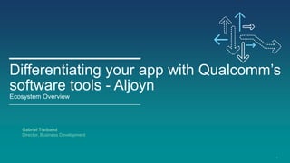 Differentiating your app with Qualcomm’s
software tools - Aljoyn
Ecosystem Overview




   Gabriel Treiband
   Director, Business Development




                                       1
 