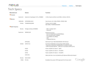 Features   Gallery   Tech Specs

Tech Specs
 