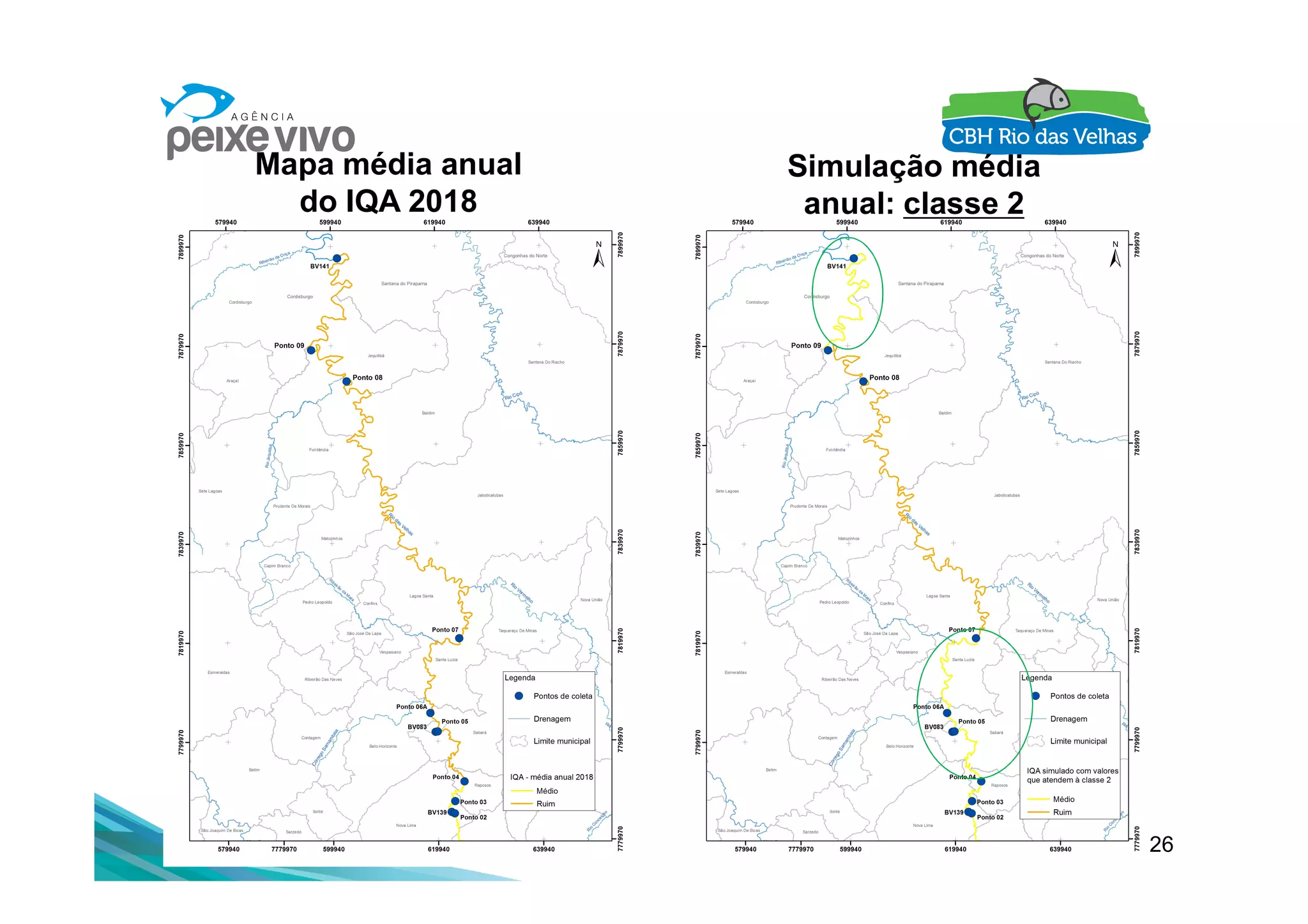 Mapa média anual
do IQA 2018
Simulação média
anual: classe 2
26
 