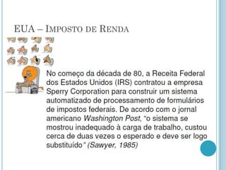 EUA – IMPOSTO DE RENDA
 