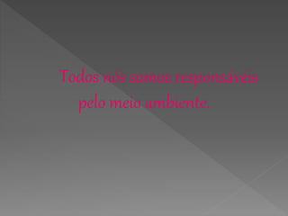 Todos nós somos responsáveis 
pelo meio ambiente. 
 
