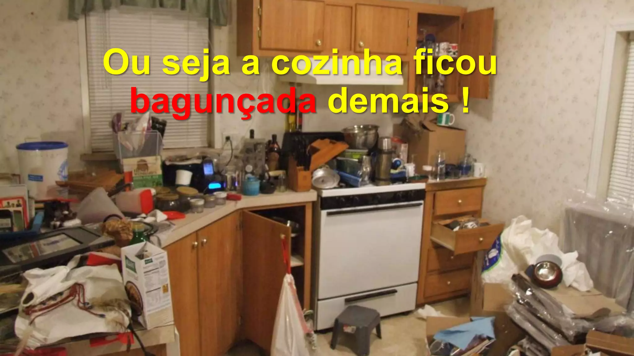 Ou seja a cozinha ficou
bagunçada demais !
 
