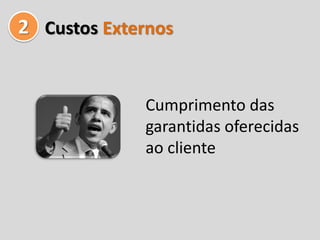 2 Custos Externos


             Cumprimento das
             garantidas oferecidas
             ao cliente
 