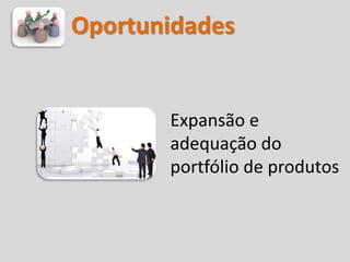 Oportunidades


       Expansão e
       adequação do
       portfólio de produtos
 