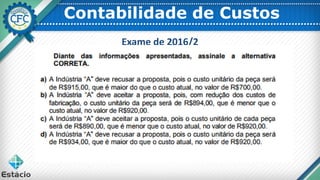 Contabilidade de Custos
Exame de 2016/2
 