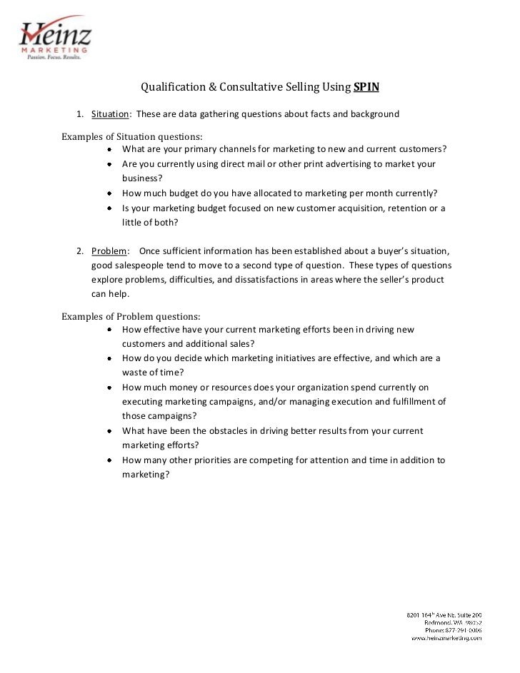 qualification consultative selling using spin template