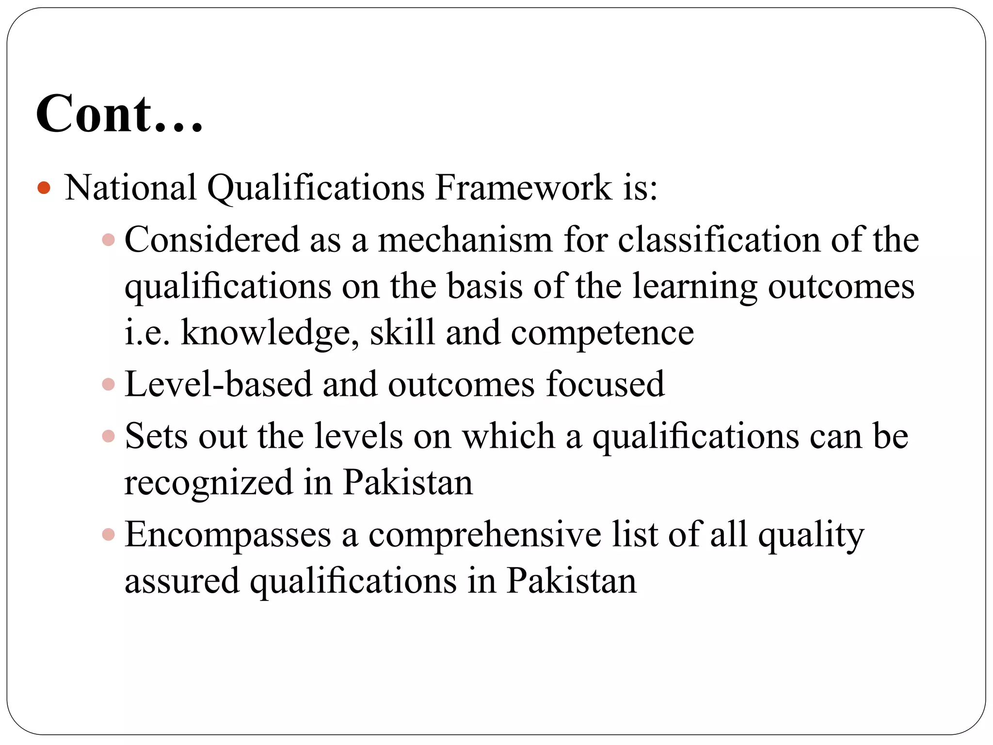 National Qualification Framework of Pakistan | PPTX