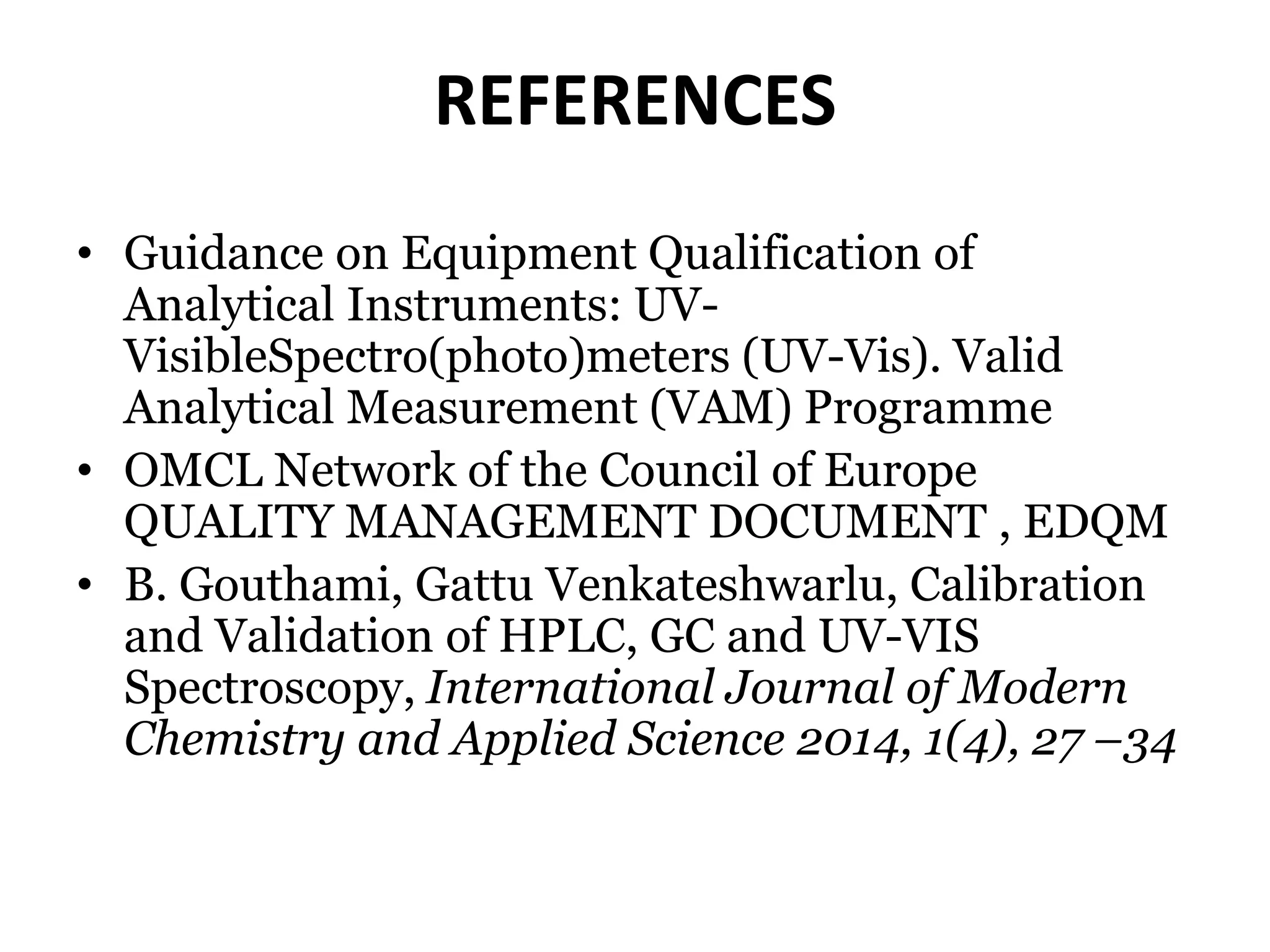 Qualification of analytical instruments PPT