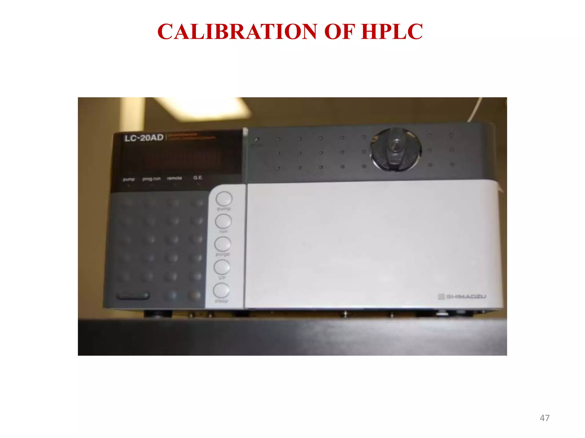 CALIBRATION OF HPLC
47
 