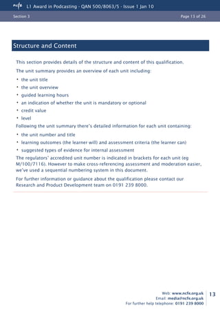 Qualification specification