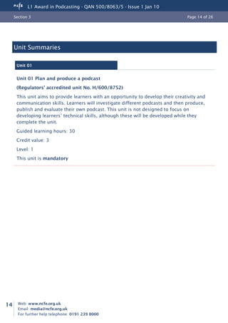 Qualification specification