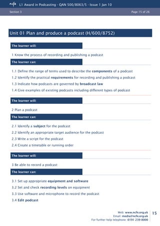 Qualification specification