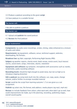 Qualification specification