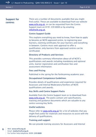 Qualification specification