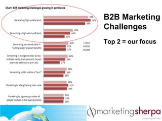 B2B Marketing
Challenges
Top 2 = our focus
 