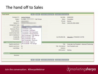 The hand off to Sales




Join the conversation: #SherpaWebinar
 