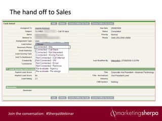 The hand off to Sales




Join the conversation: #SherpaWebinar
 