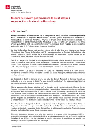 Mesura de Govern sobre la Salut Sexua i Reproductiva a la ciutat de Barcelona