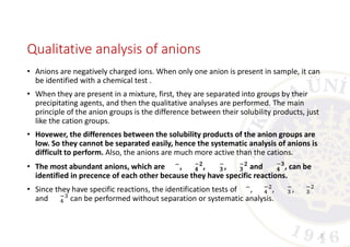 Comprehensive Qualitative Analysis Techniques for Anions in Chemistry | PDF