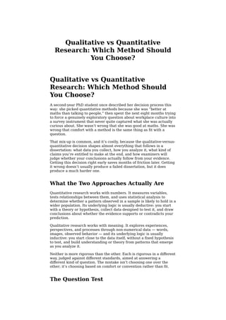 Choosing Between Qualitative and Quantitative Research Methods: A ...