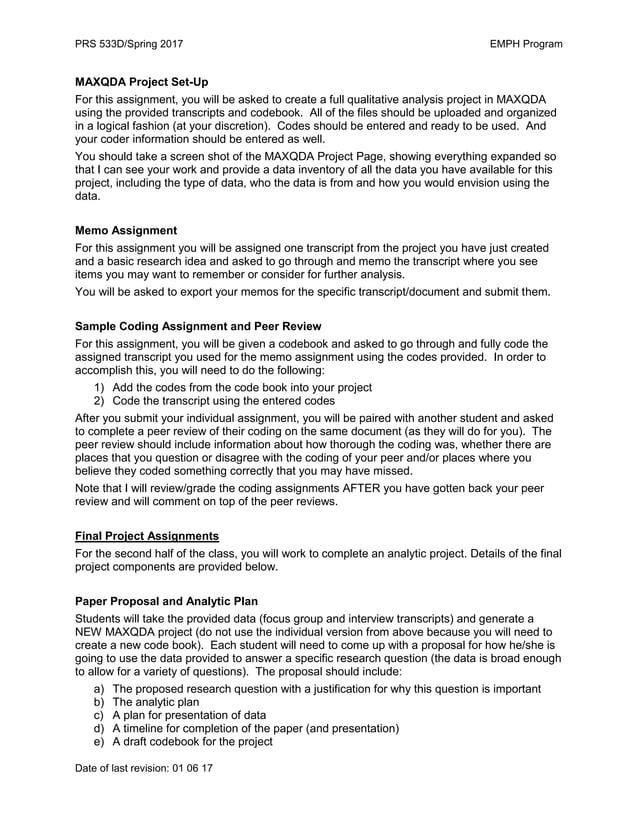 Qualitative Analysis Syllabus