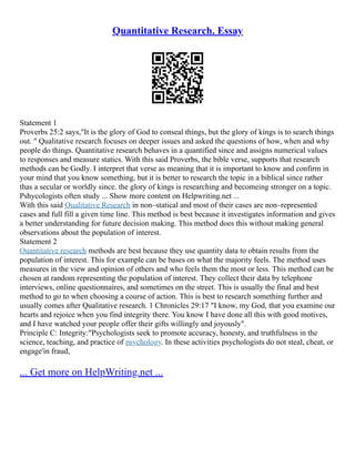 Qualitative And Quantitative Research Methodologies | PDF