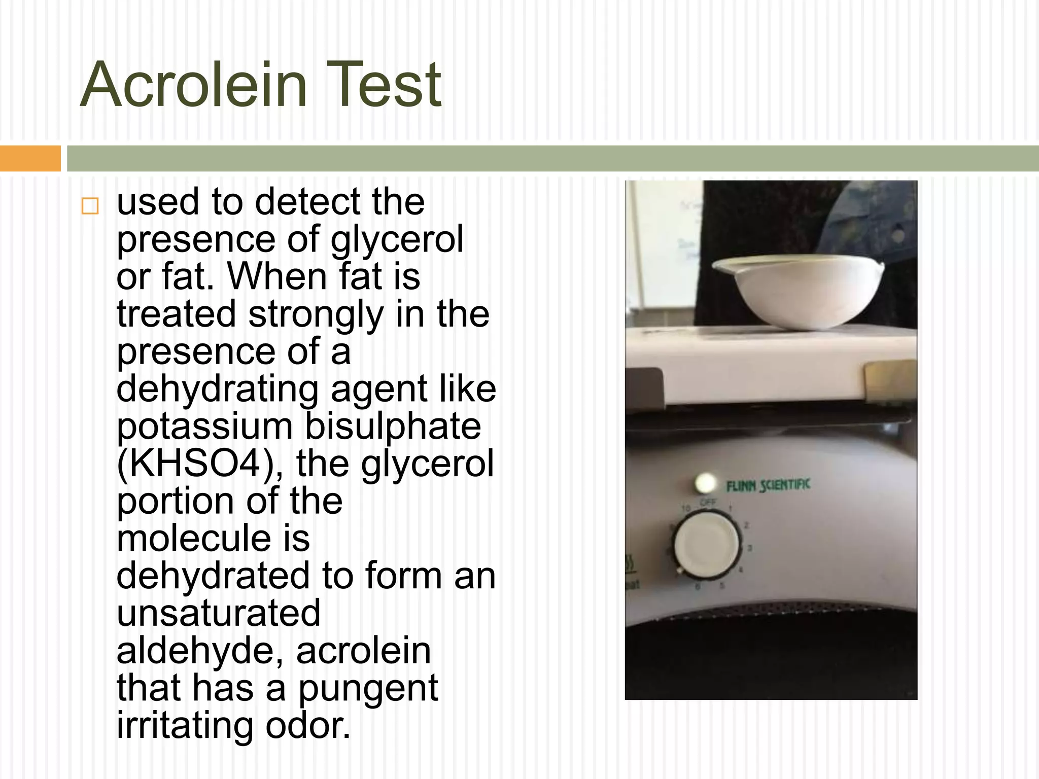 Qualitative and quantitative tests for lipids | PPTX | Chemistry | Science