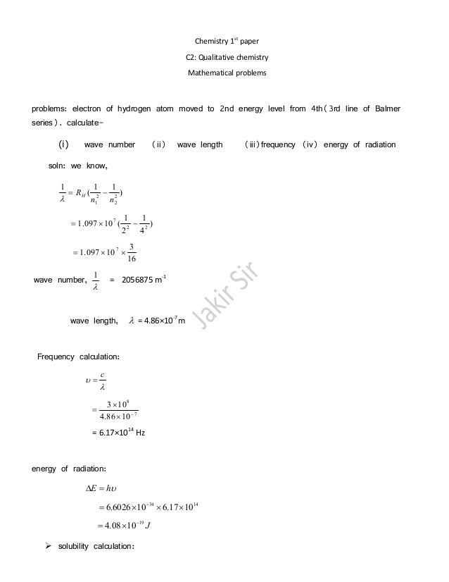 chemistry math problems