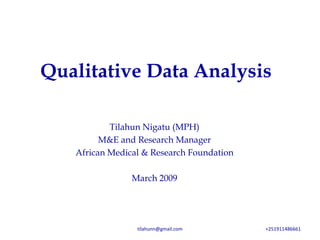 Qualitative Data Analysis