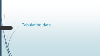 Tabulating data
 